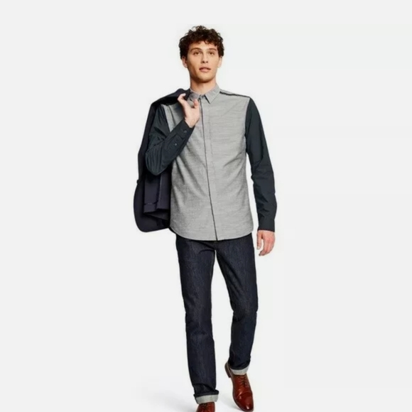 NWT 3.1 Phillip Lim Gray/Black Button Down Sz SM - Picture 1 of 13